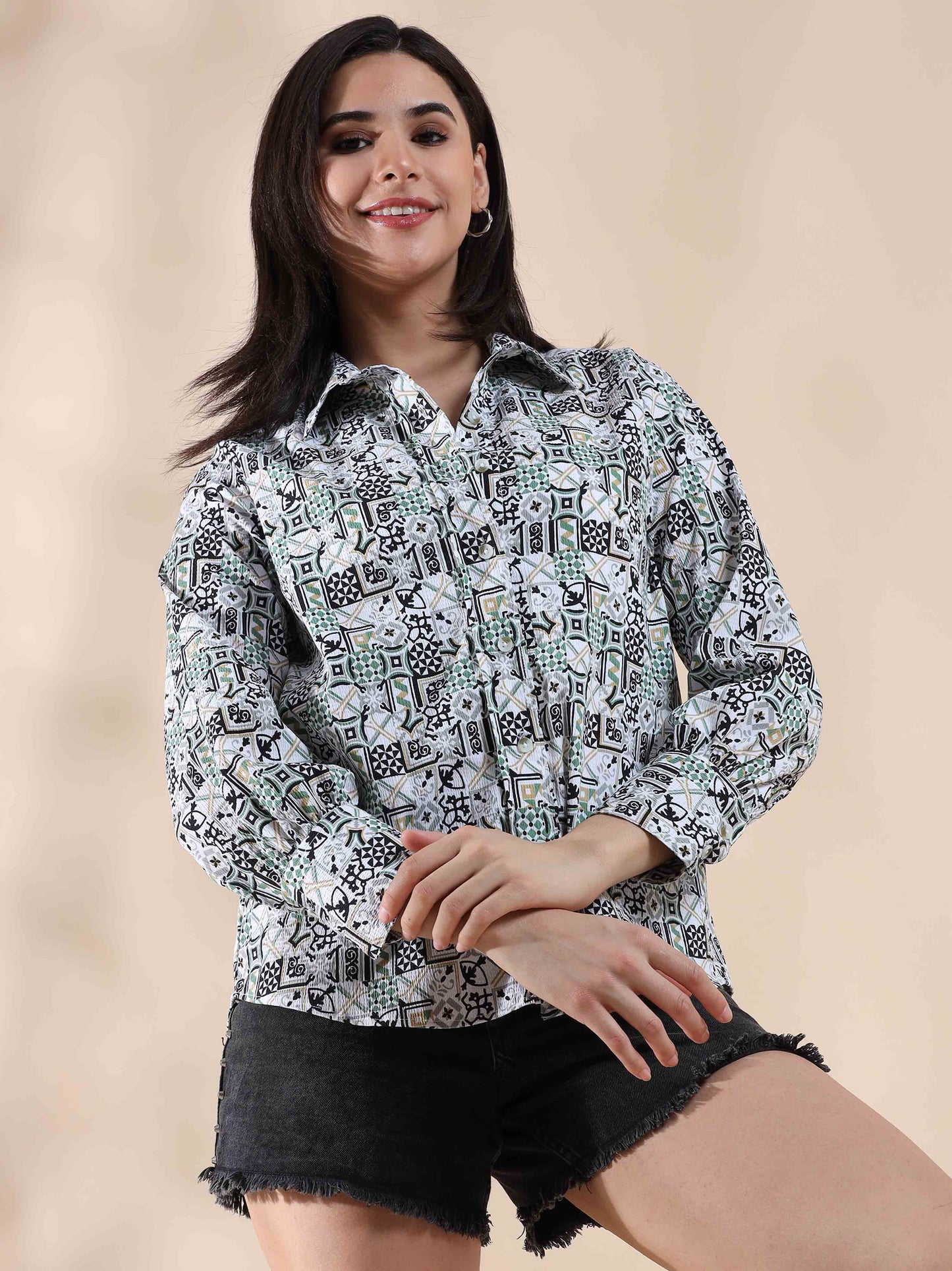 Viridian Breeze Popcorn Shirt