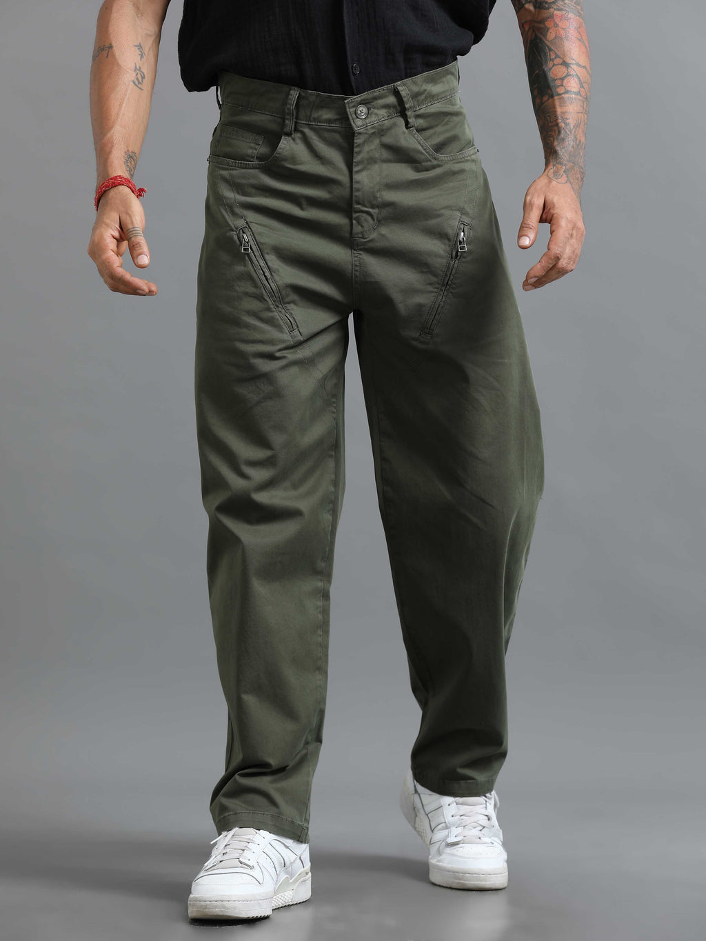 Milano Zip Trouser In Olive