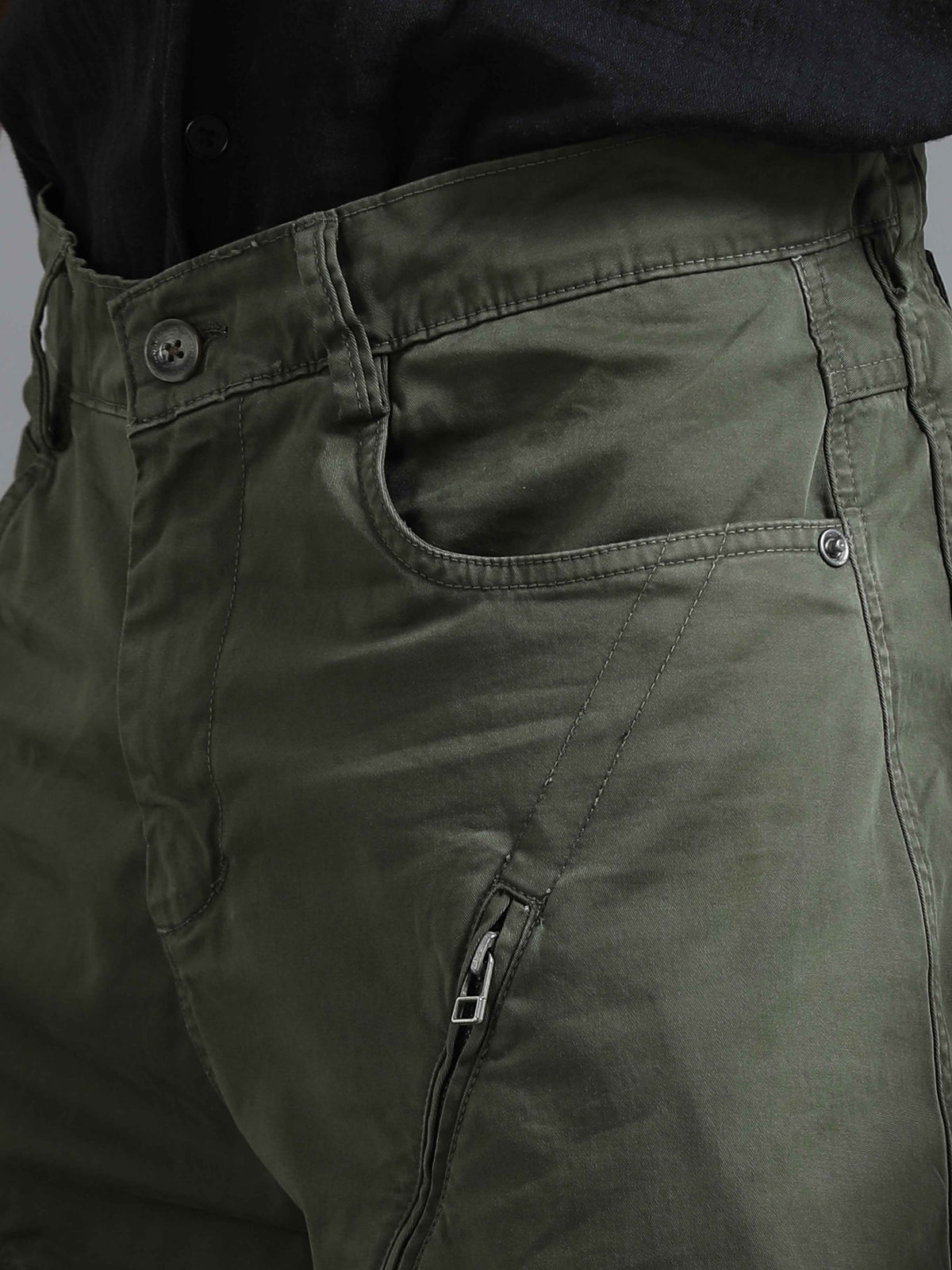 Milano Zip Trouser In Olive
