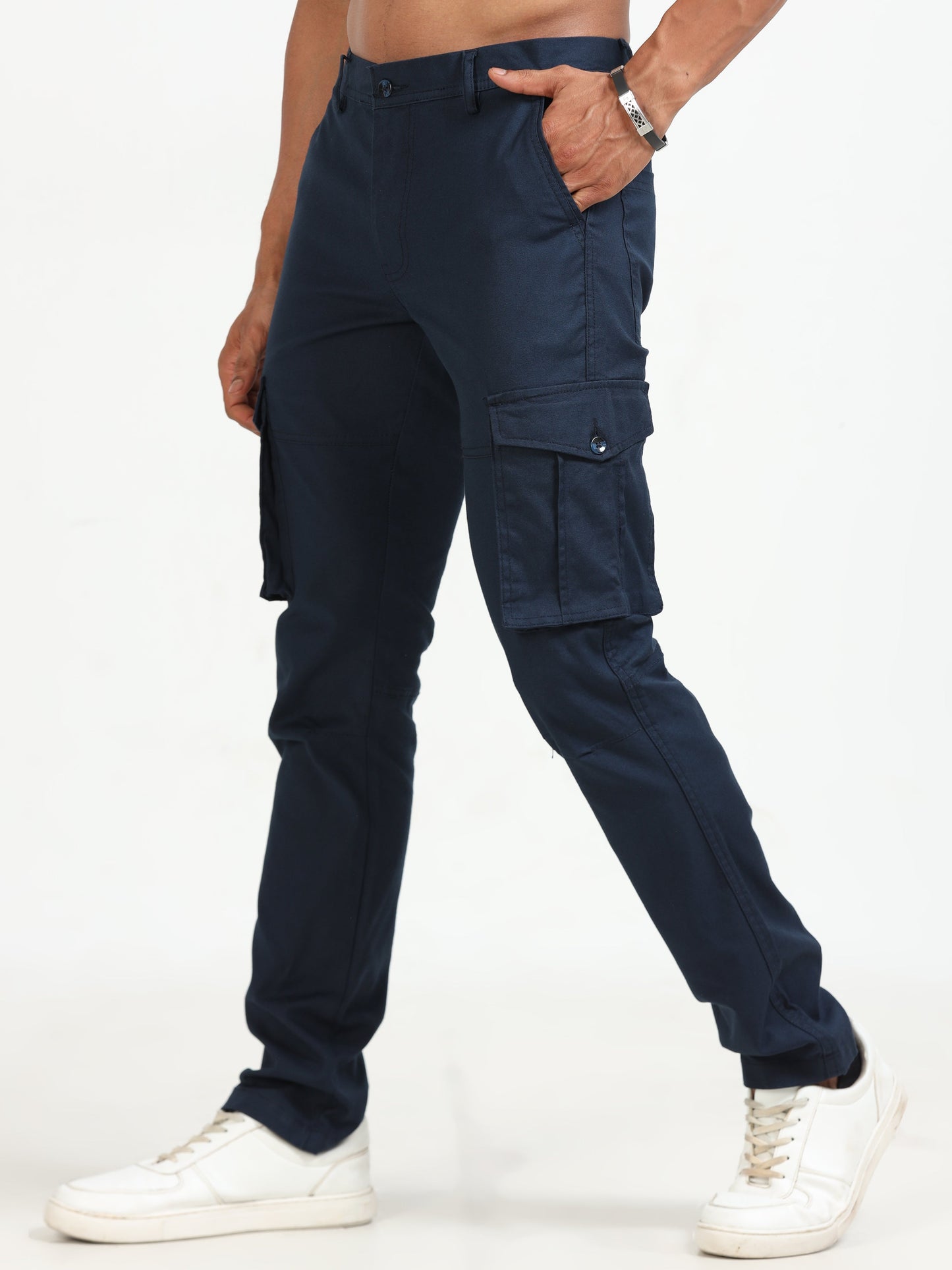 Men Popcorn Dobby Cargo-Navy