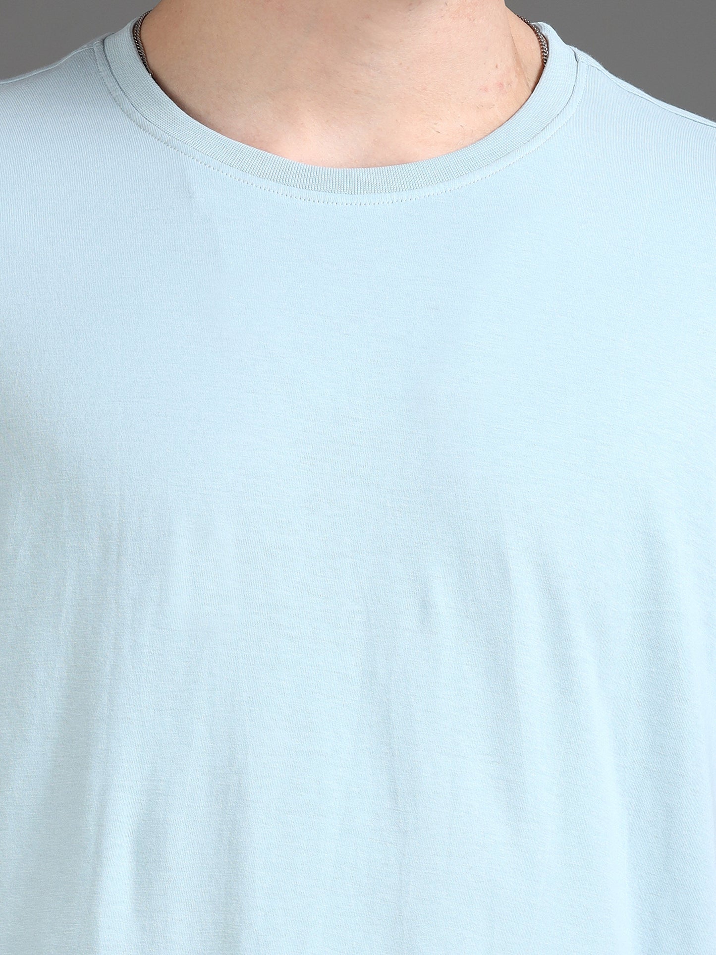 Crew Neck Men Solid T-Shirt - SkyBlue