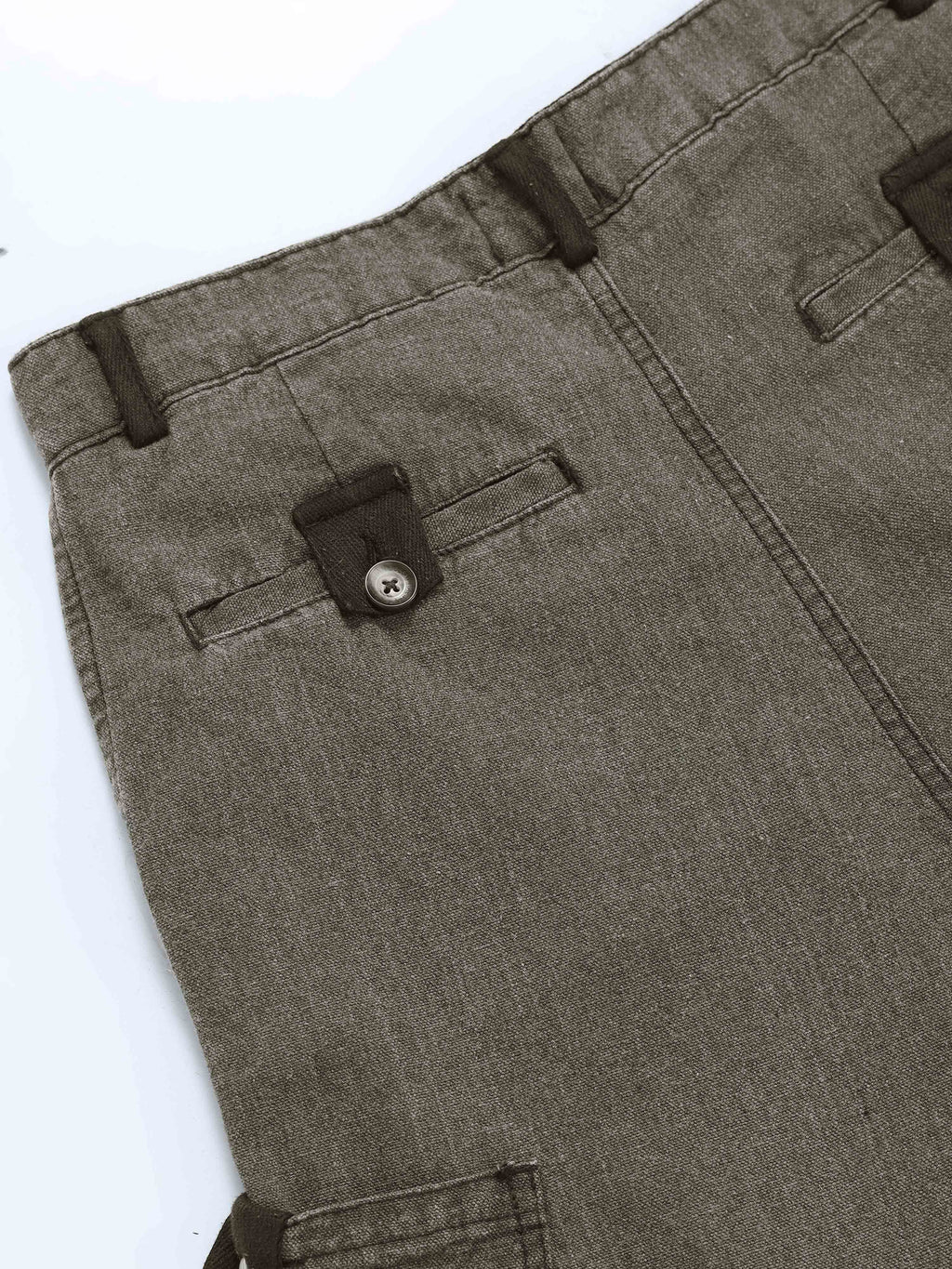 Ecru Pleated Cargo Pant In Olive