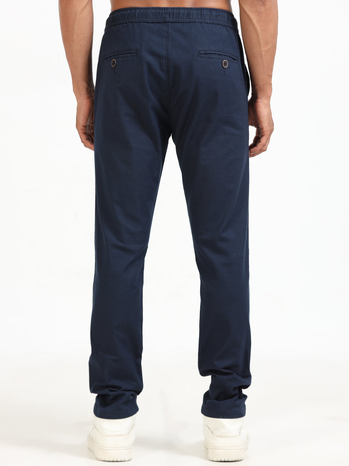 Men Linen Traveller Pant-Navy