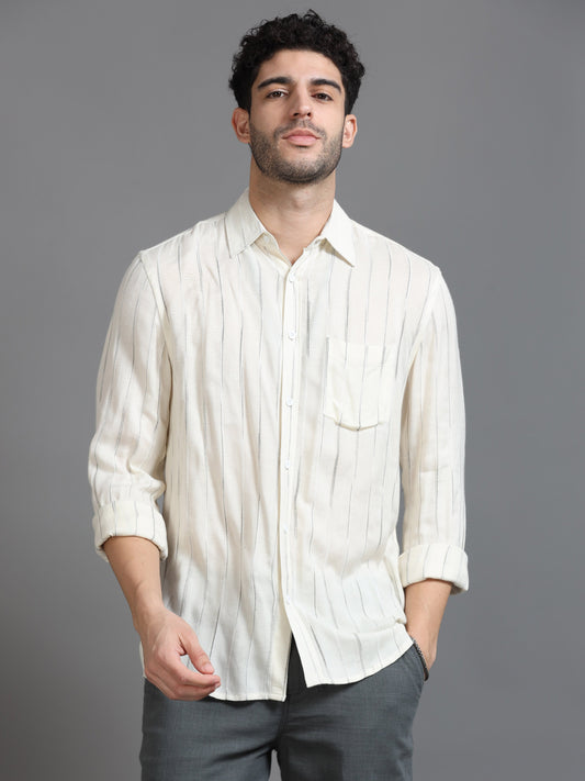 Men Lime Yellow Stripe Shirt