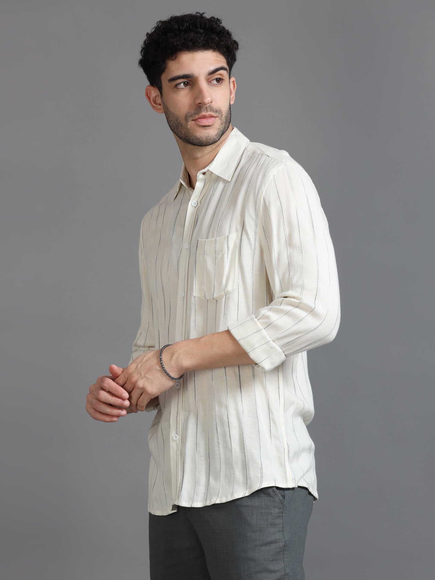 Men Lime Yellow Stripe Shirt