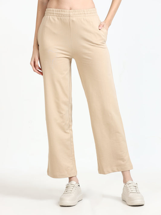 Women High Waist Flared Pant - Beige