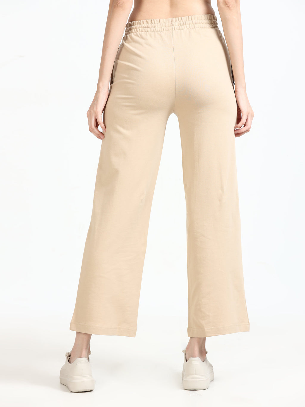 Women High Waist Flared Pant - Beige