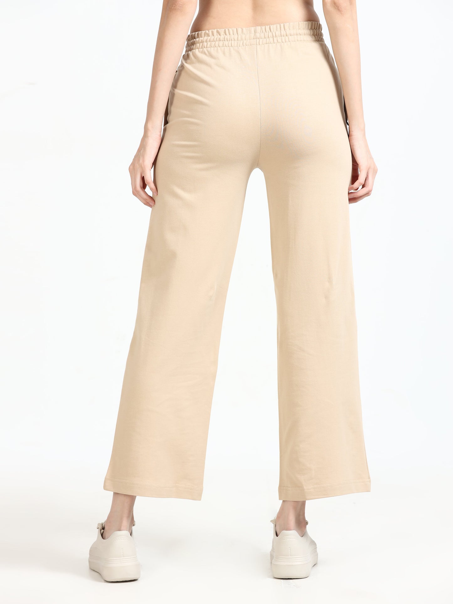 Women High Waist Flared Pant - Beige