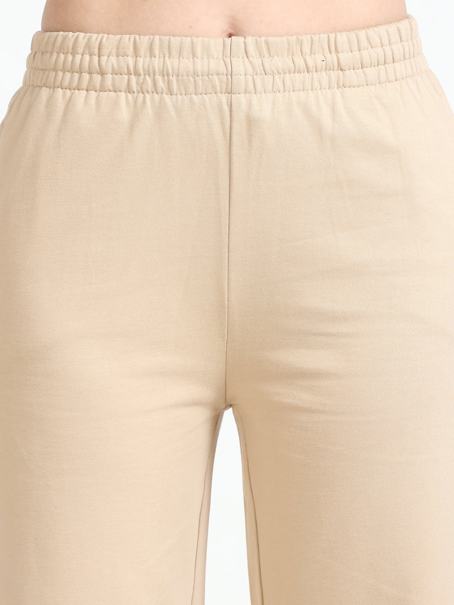 Women High Waist Flared Pant - Beige