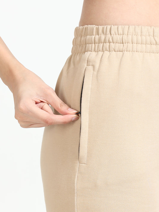 Women High Waist Flared Pant - Beige