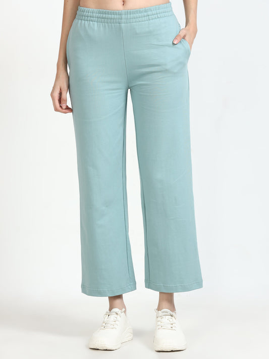 Women High Waist Flared Pant - Sky Blue