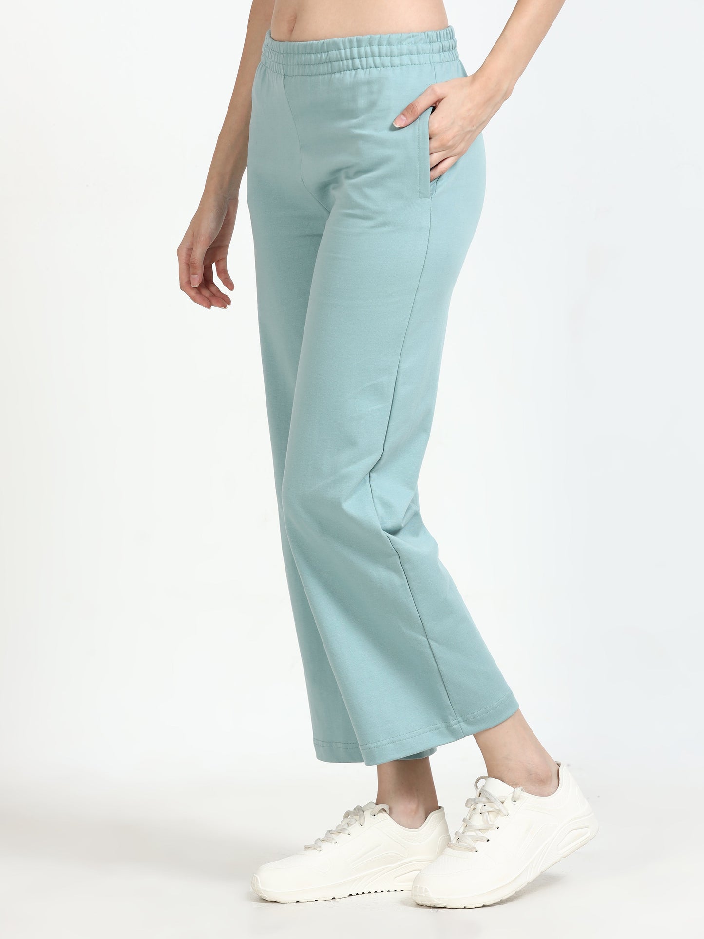 Women High Waist Flared Pant - Sky Blue