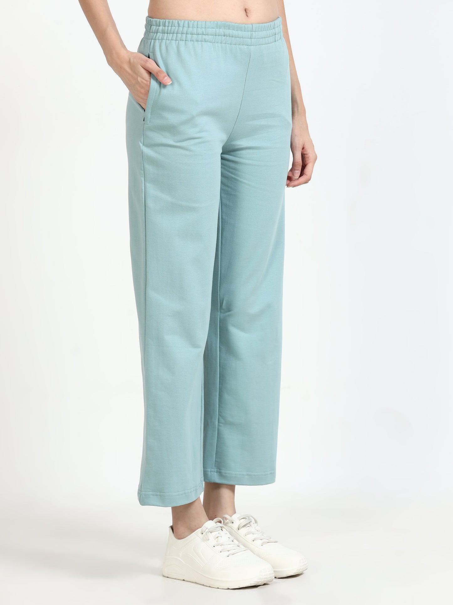 Women High Waist Flared Pant - Sky Blue