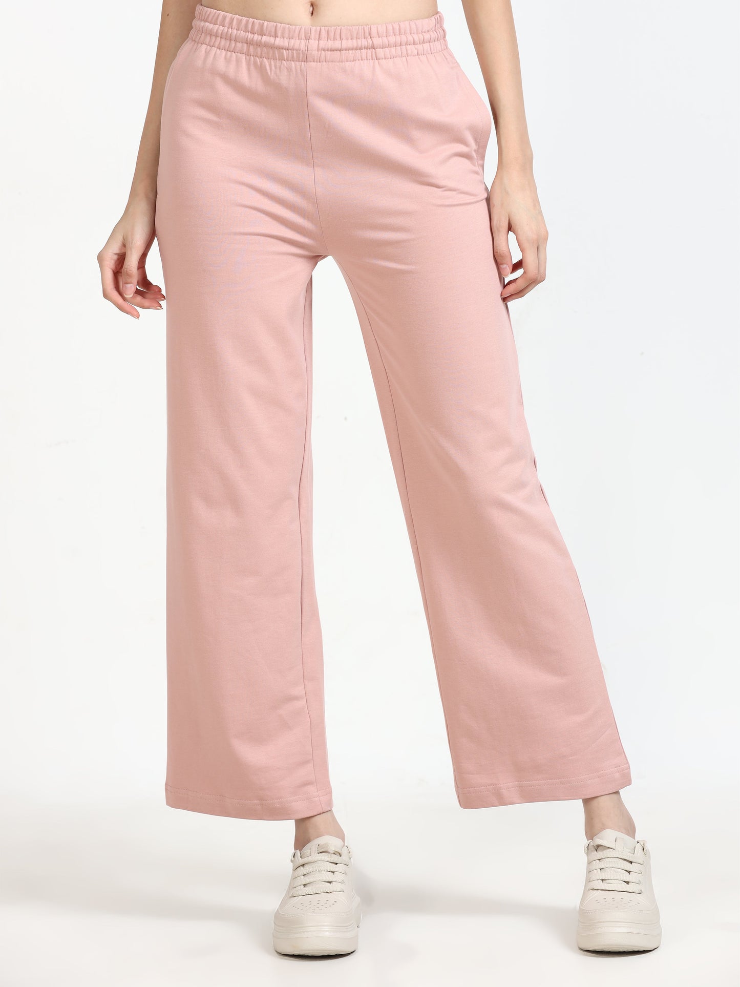 Women High Waist Flared Pant - Light Pink
