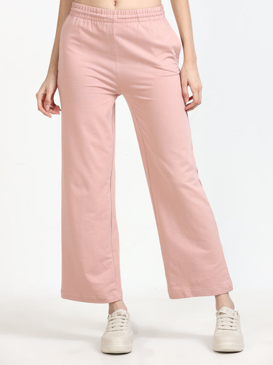 Women High Waist Flared Pant - Light Pink