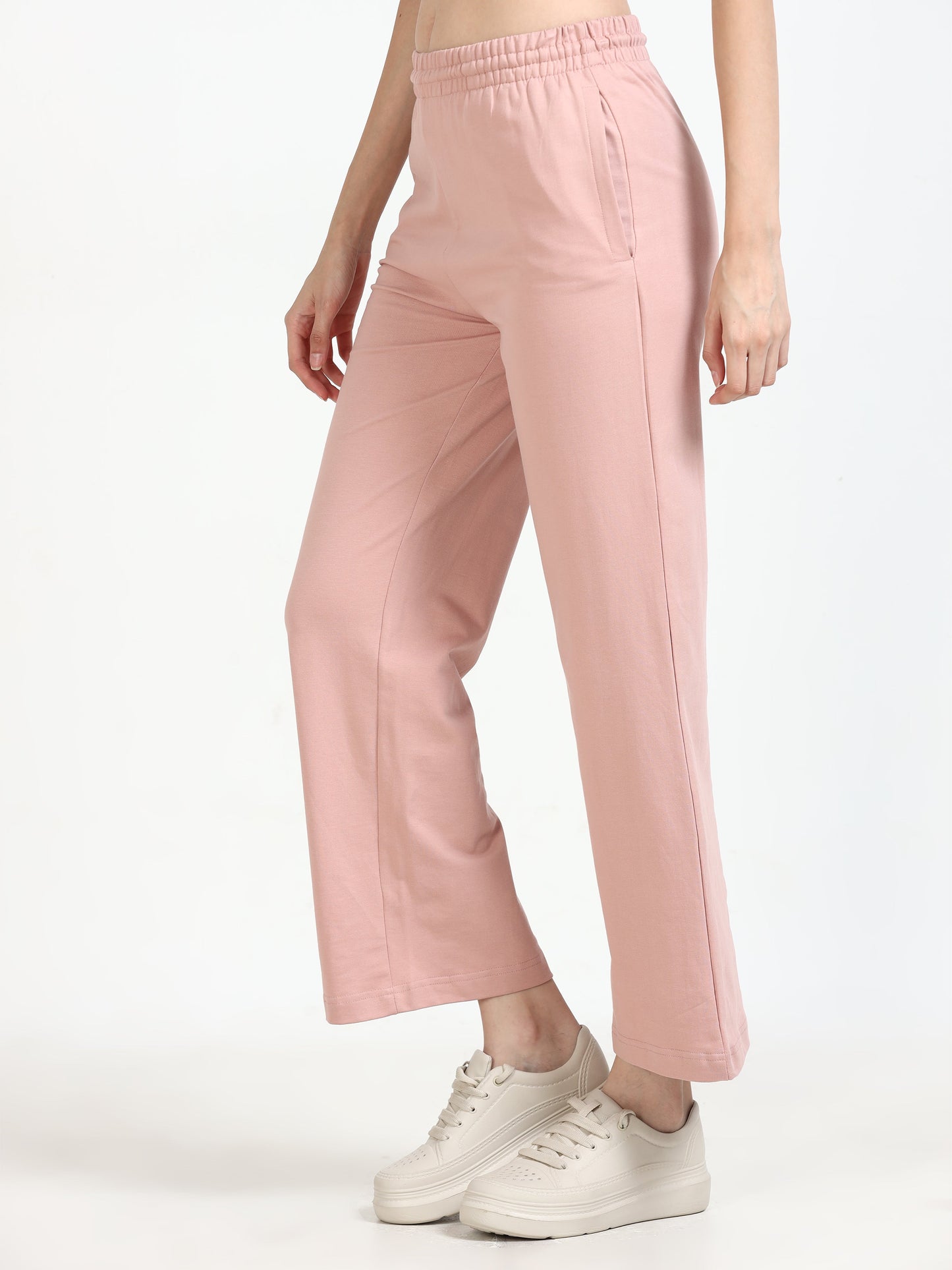 Women High Waist Flared Pant - Light Pink