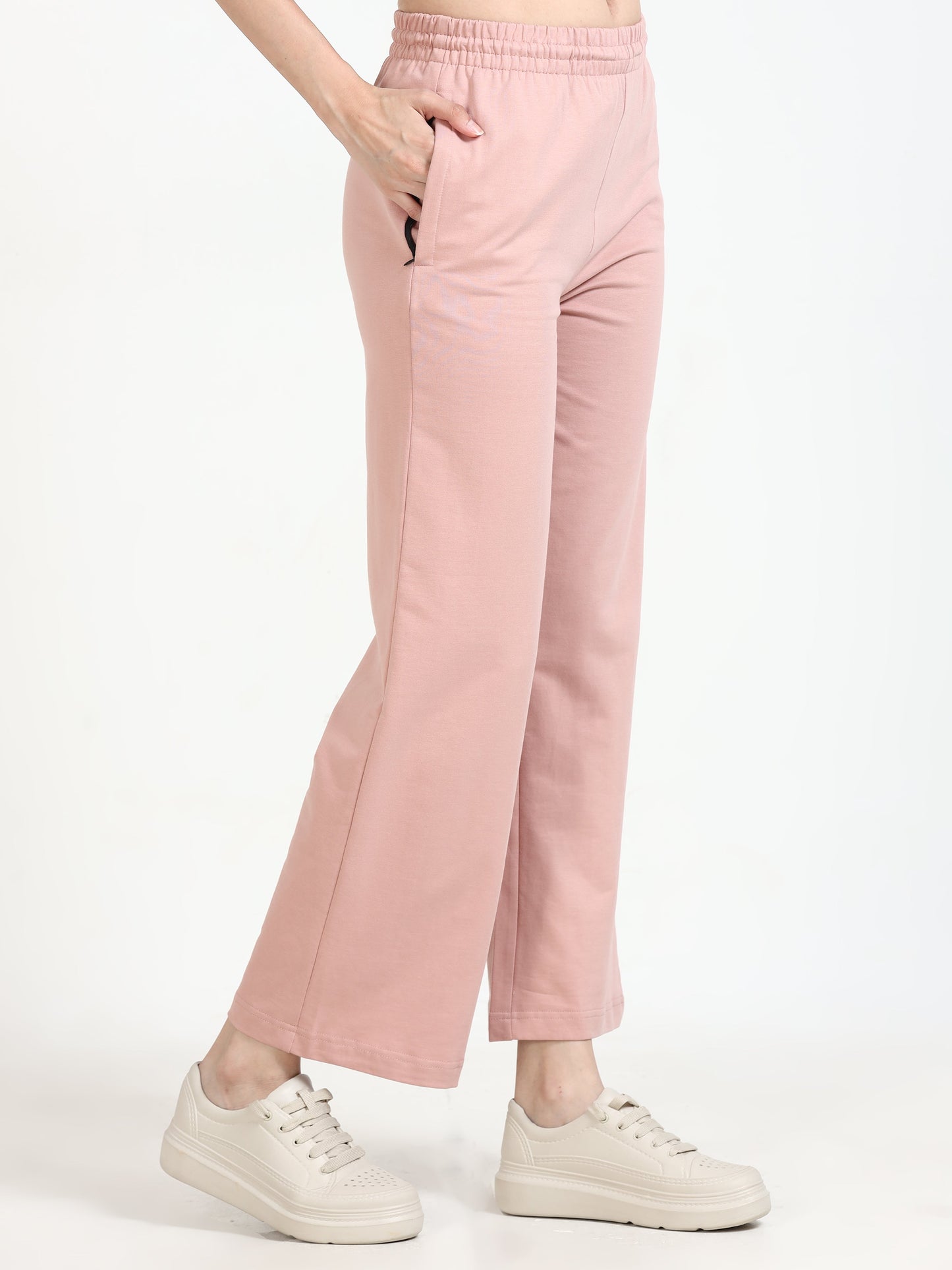 Women High Waist Flared Pant - Light Pink