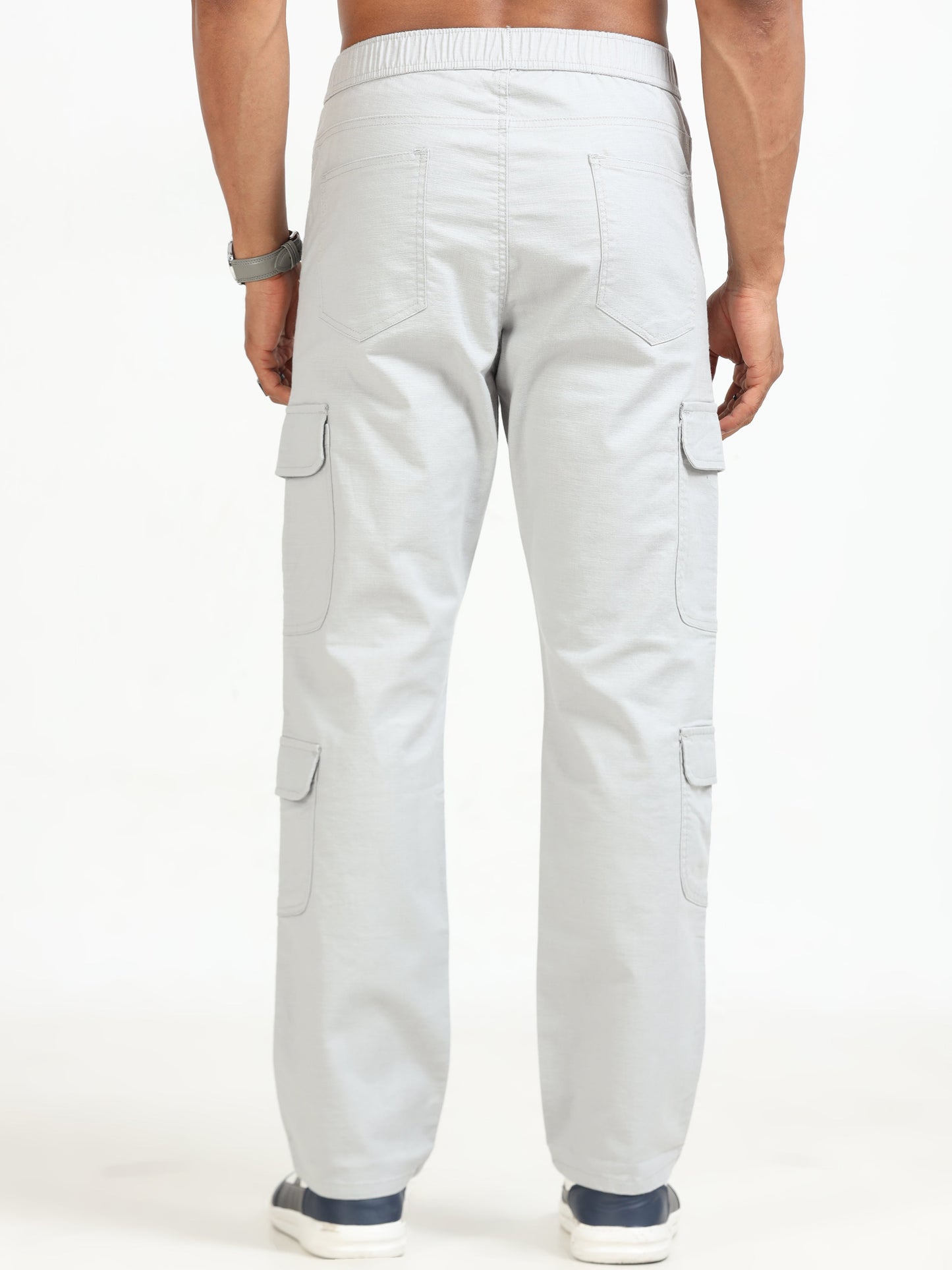 Men Lazy Linen Utility Cargo-Stone