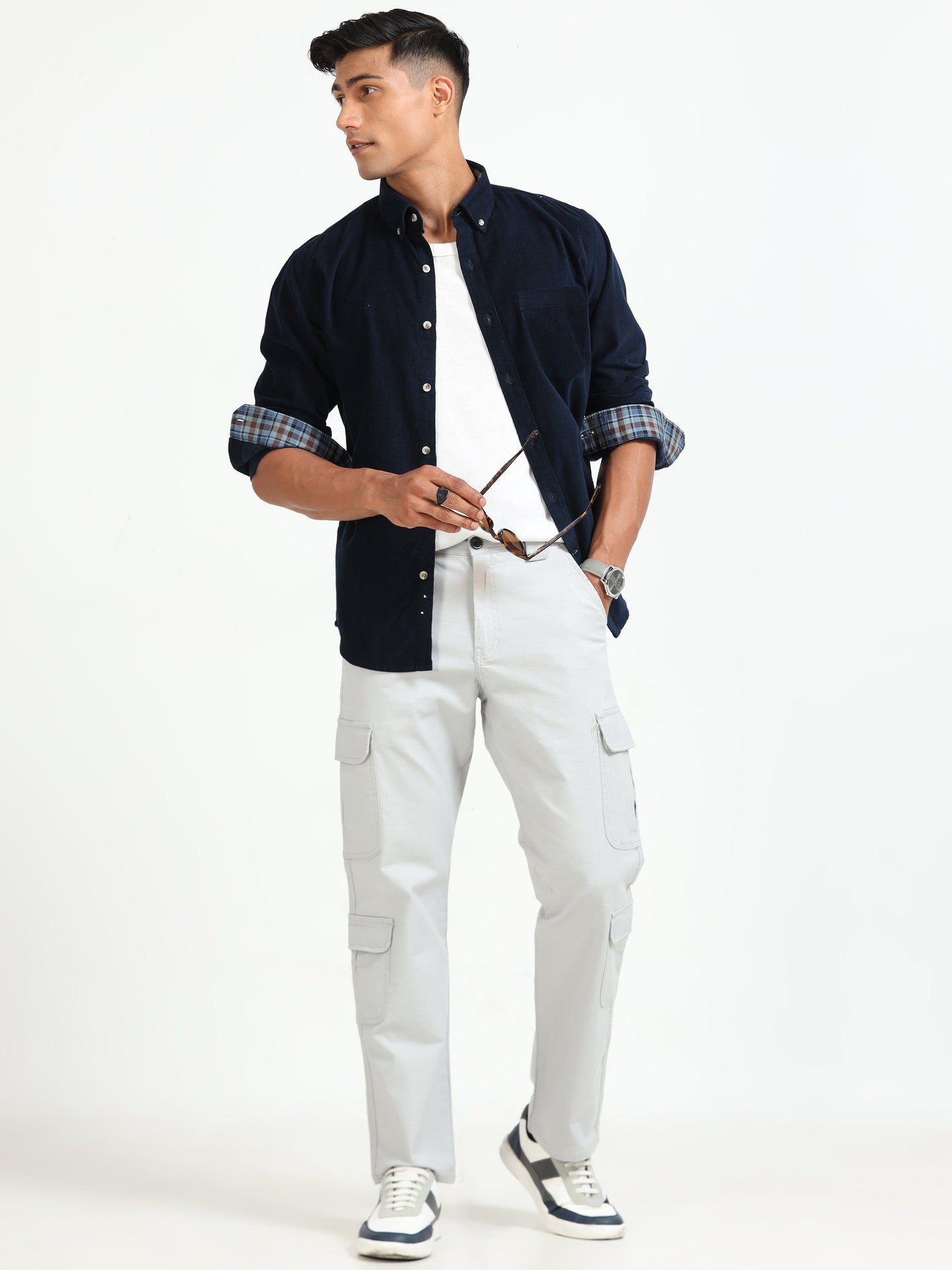 Men Lazy Linen Utility Cargo-Stone