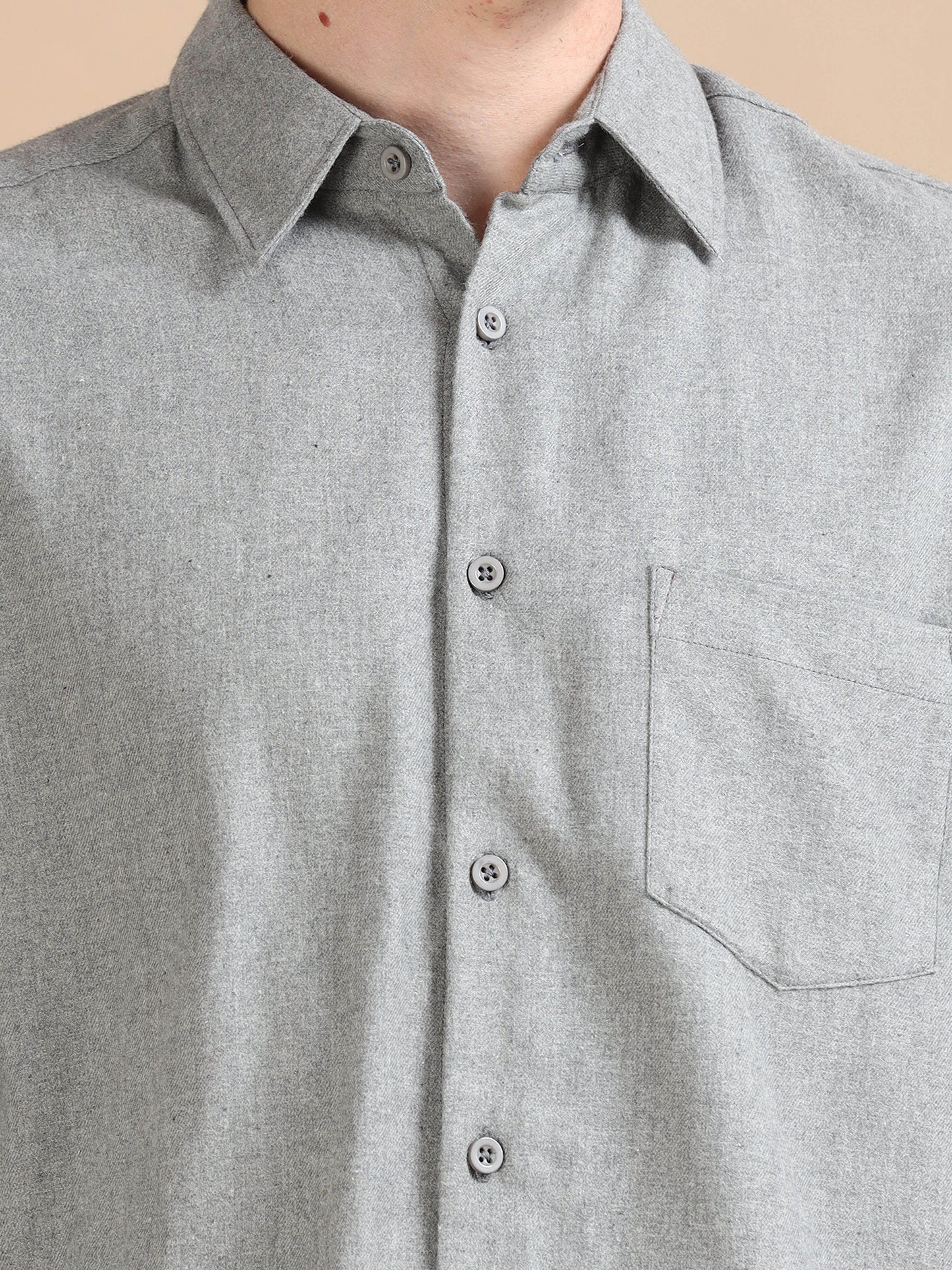 Men Classic Grey Solid Shirt