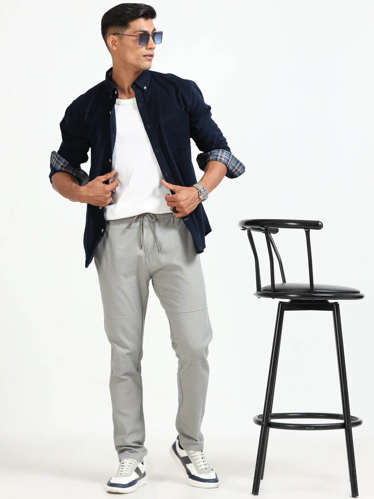 Men Linen Traveller Pant-Stone