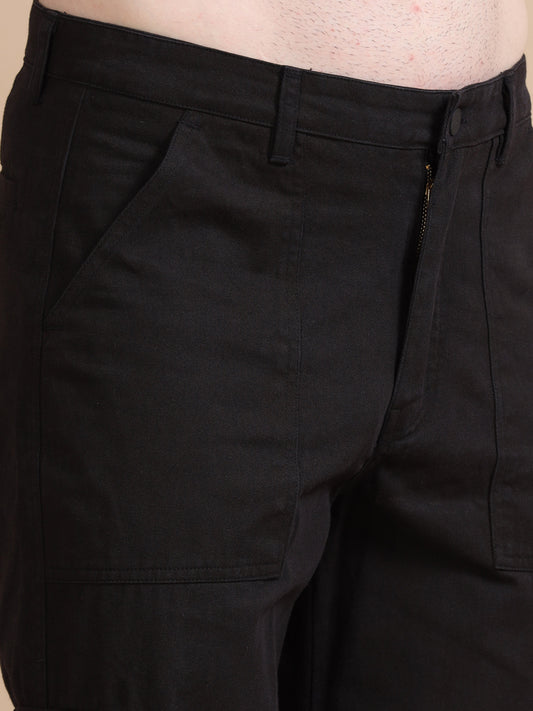 Plus Size Black Pant Utility Denim Cargo for Men