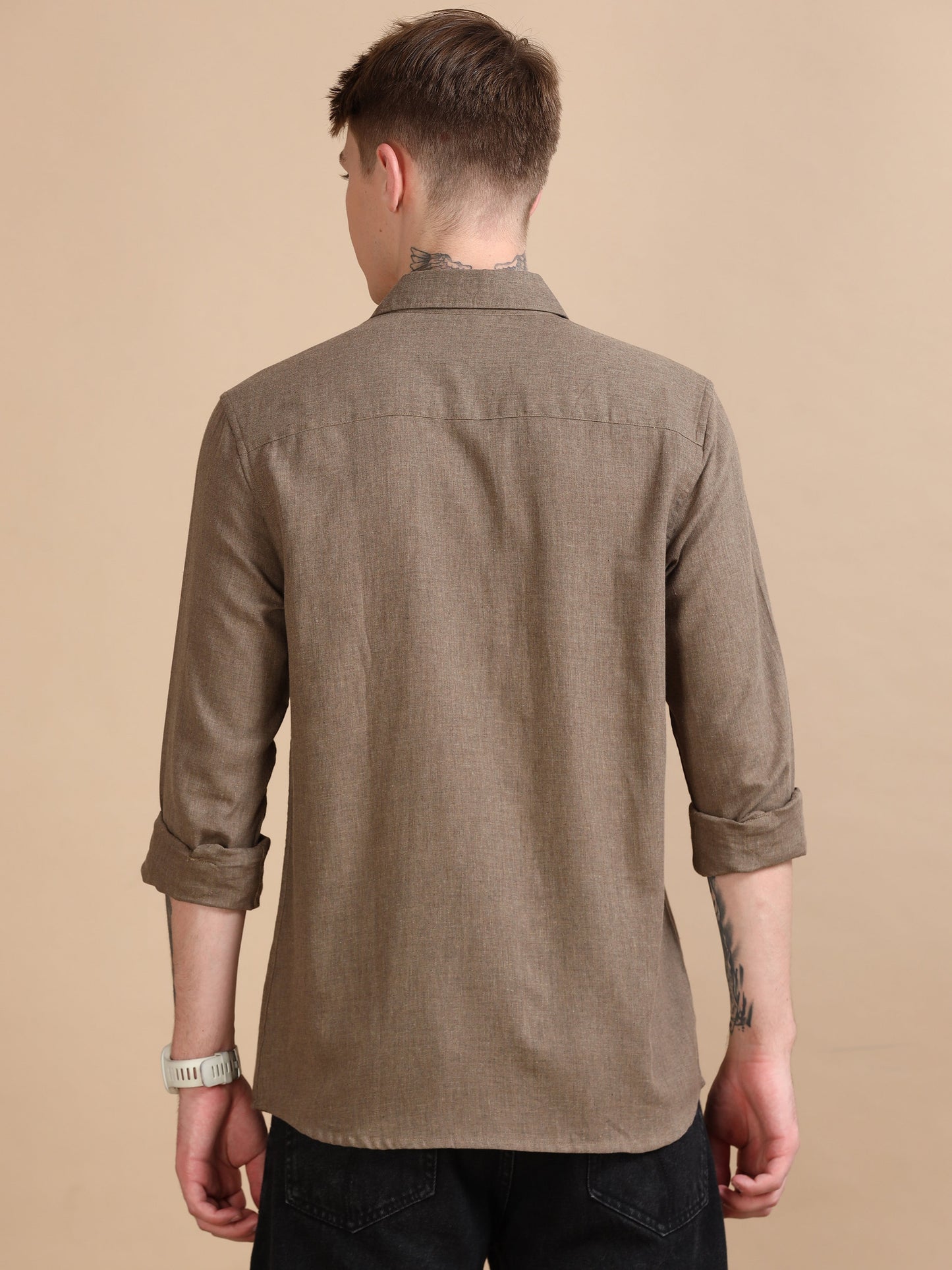 Men Classic Grey Brown Shirt