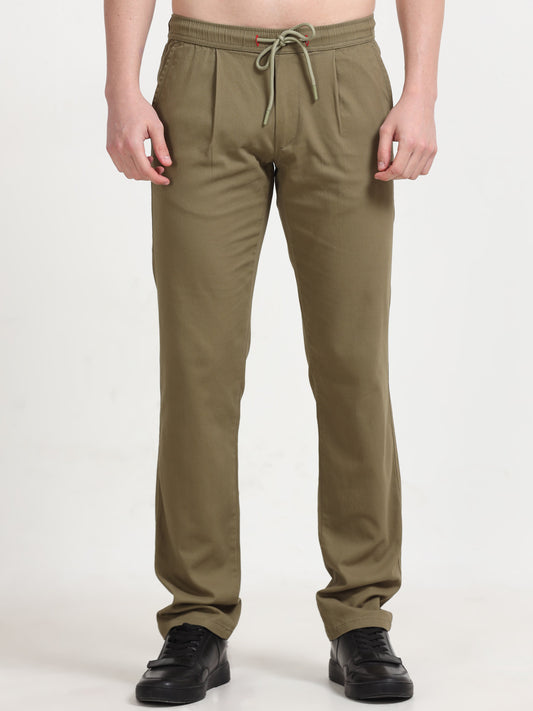 Men Lazy Linen Pleat Pant-Lt Olive