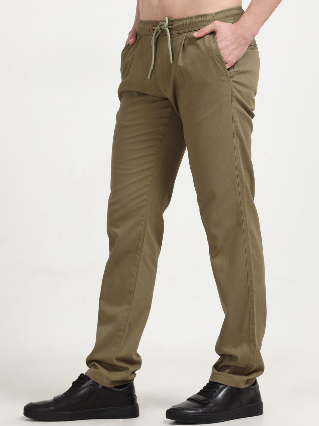 Men Lazy Linen Pleat Pant-Lt Olive