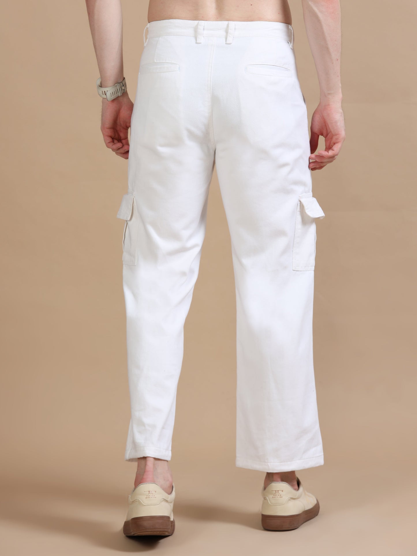 Plus Size White Utility Denim Cargo