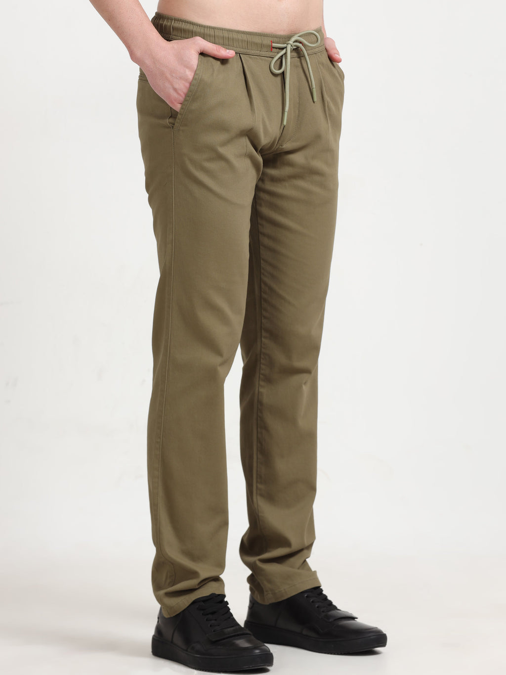 Men Lazy Linen Pleat Pant-Lt Olive