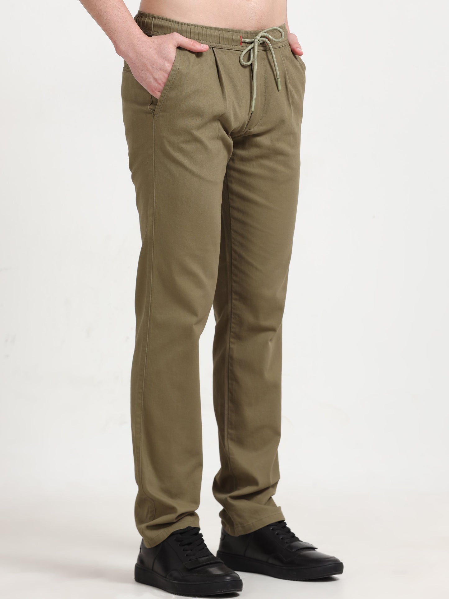 Men Lazy Linen Pleat Pant-Lt Olive