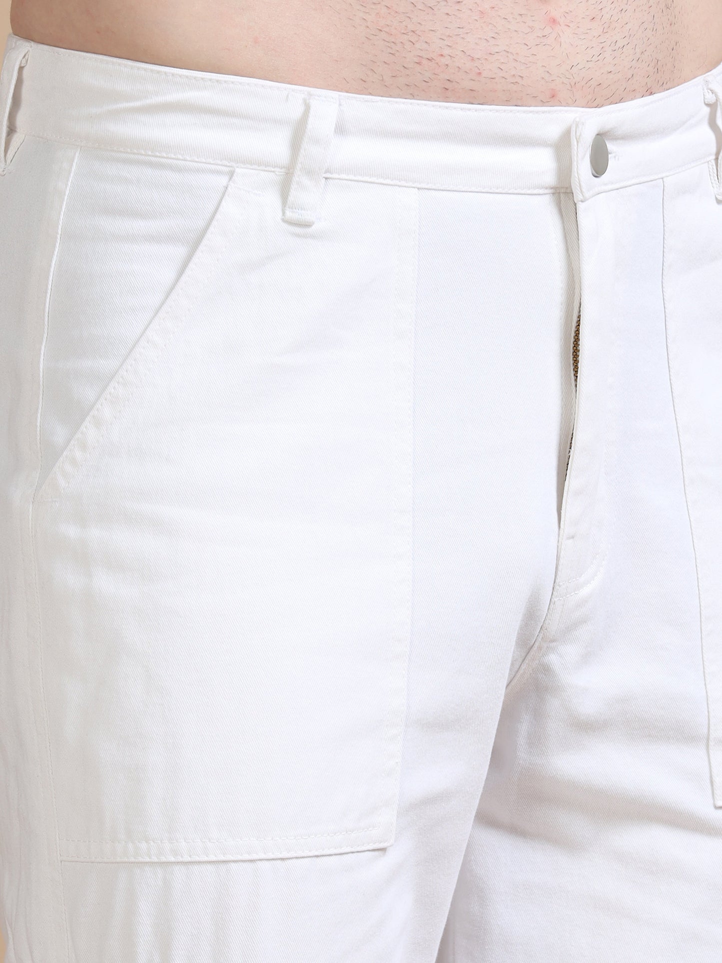 Plus Size White Utility Denim Cargo