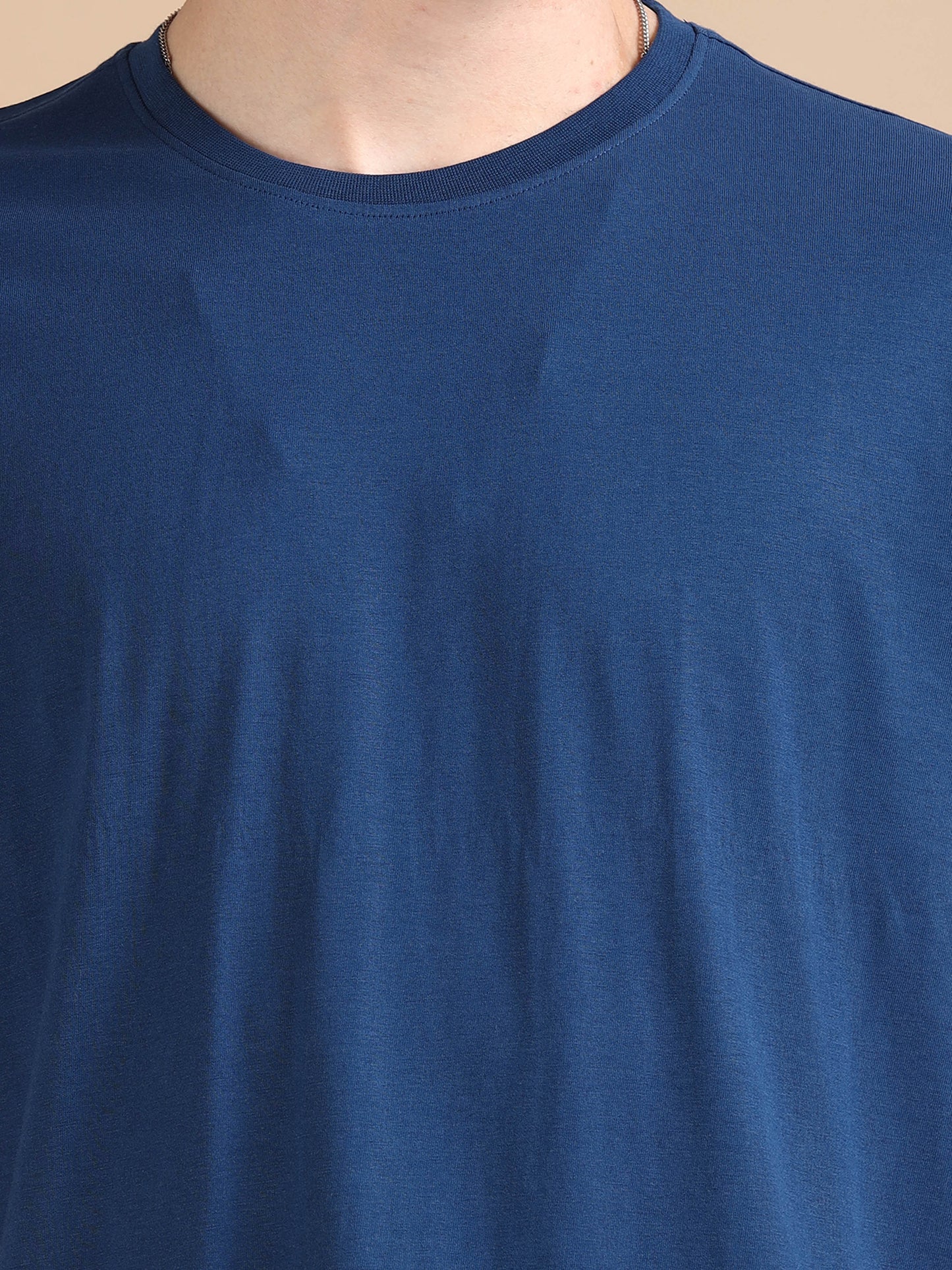 Crew Neck Men Solid T-Shirt - Navy