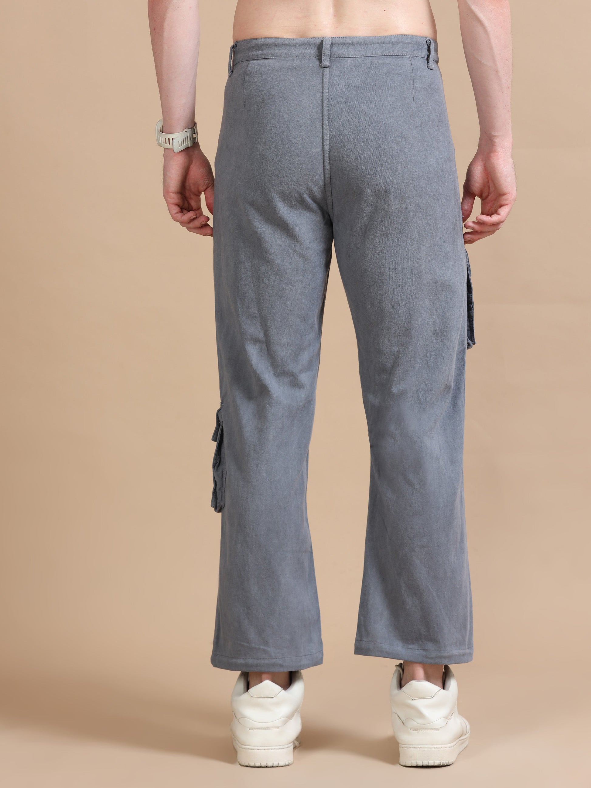 Men Plus Size Utility Denim Grey Cargo