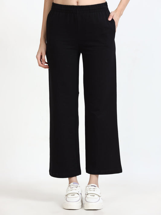 Women High Waist Flared Pant - Black