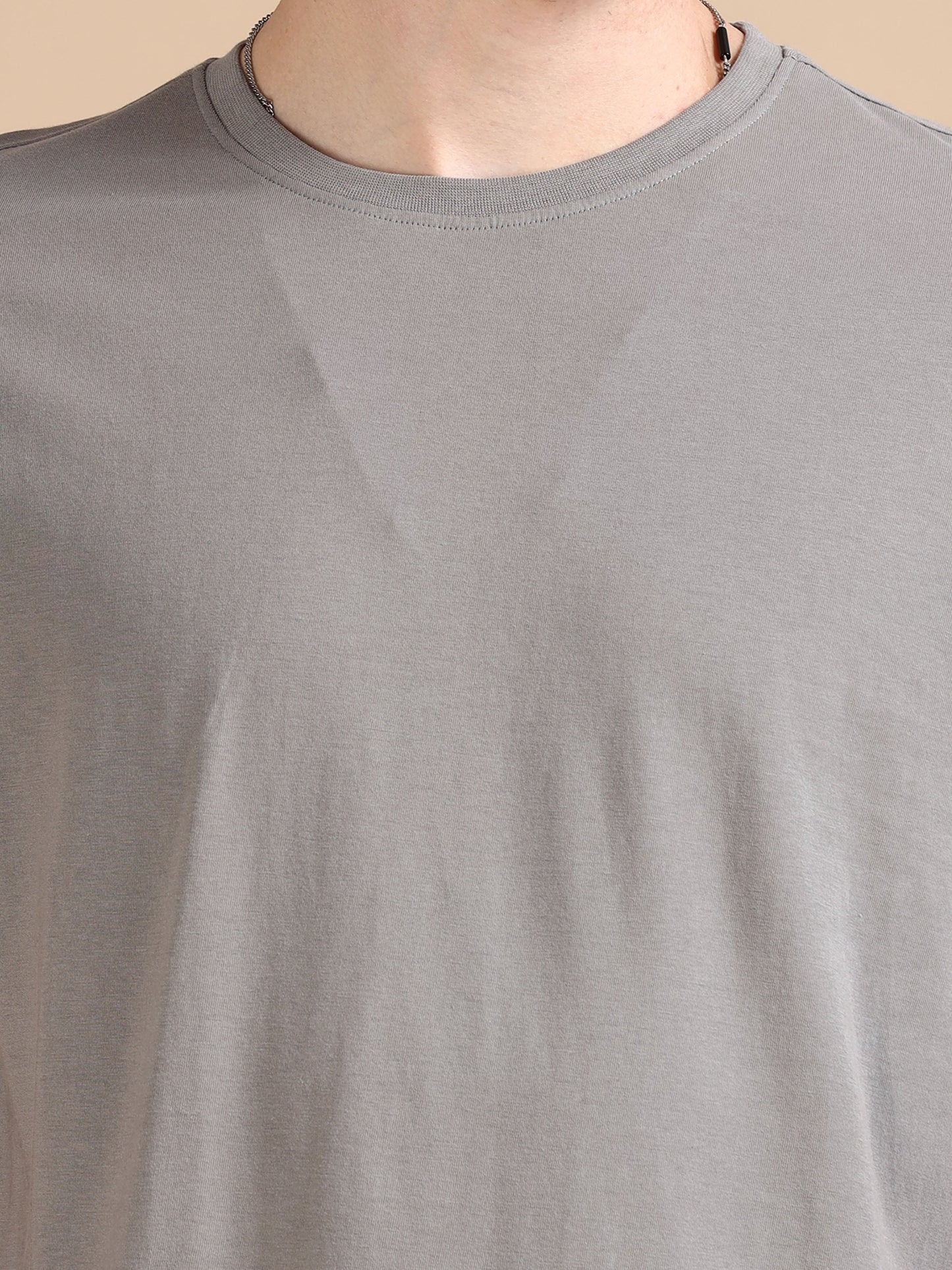 Crew Neck Men Solid T-Shirt - Grey
