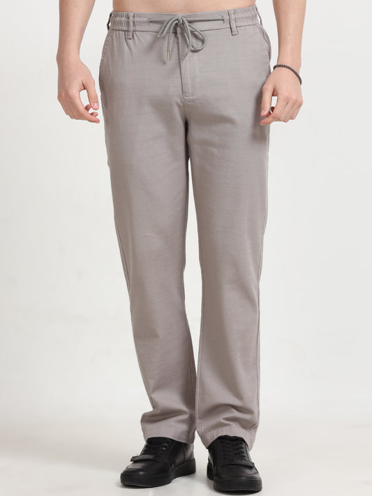 Men Fancy Linen Trouser-Lt Grey