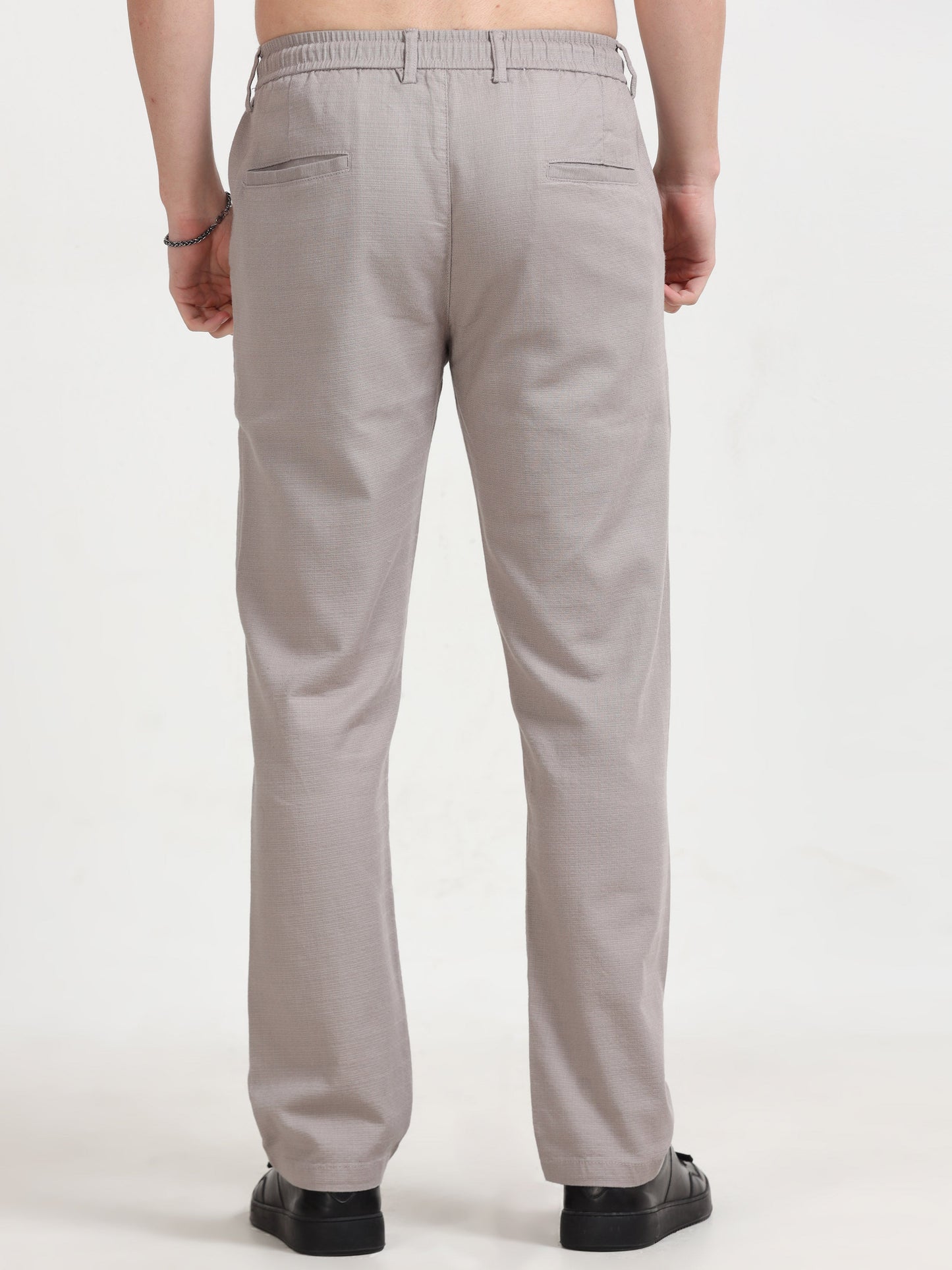 Men Fancy Linen Trouser-Lt Grey