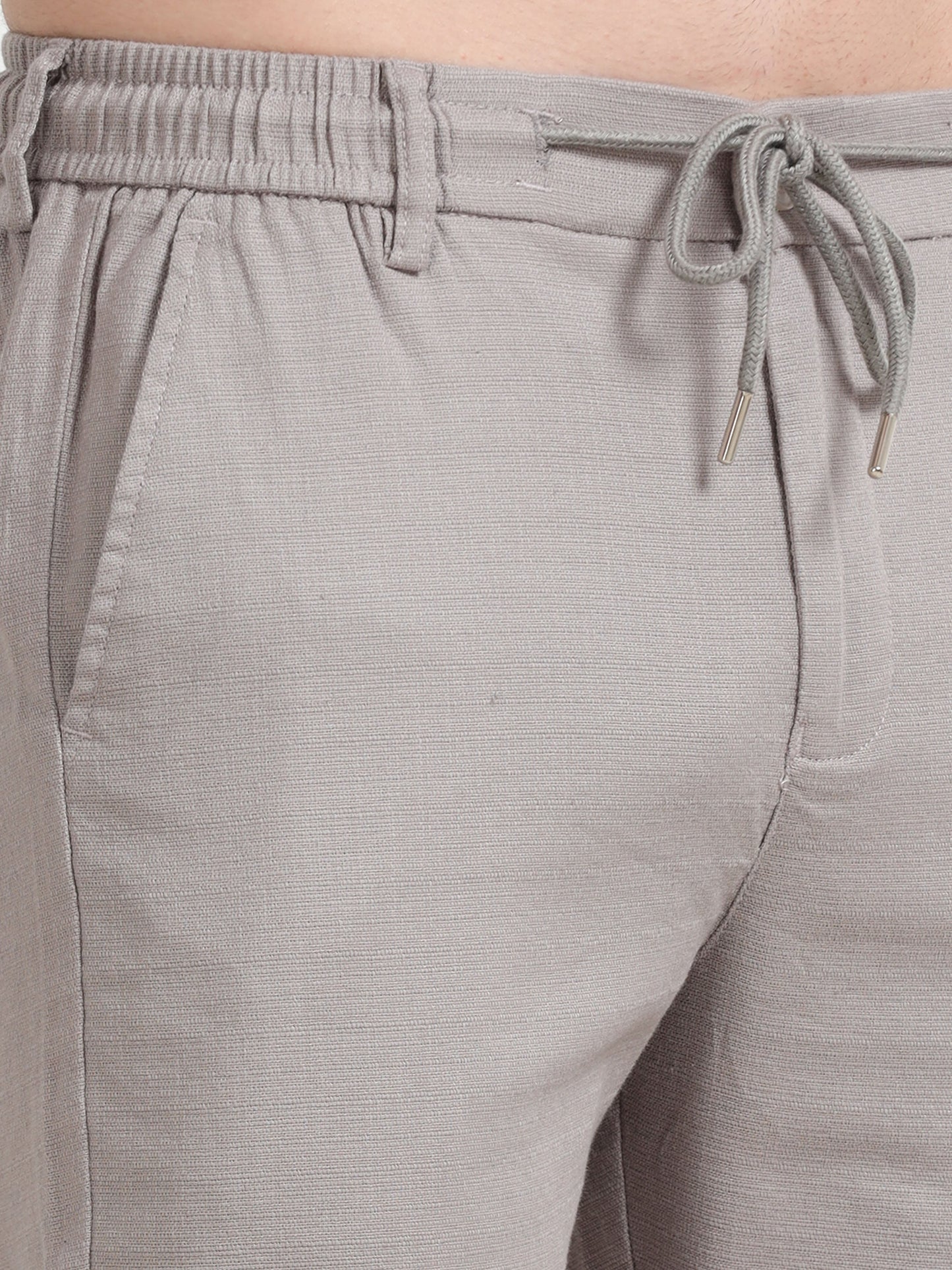 Men Fancy Linen Trouser-Lt Grey