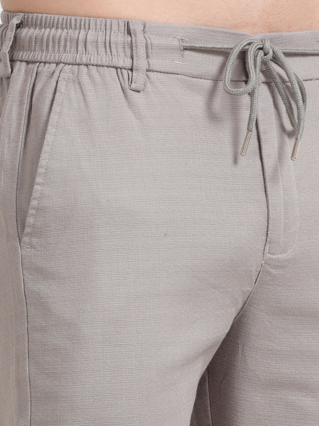 Men Fancy Linen Trouser-Lt Grey