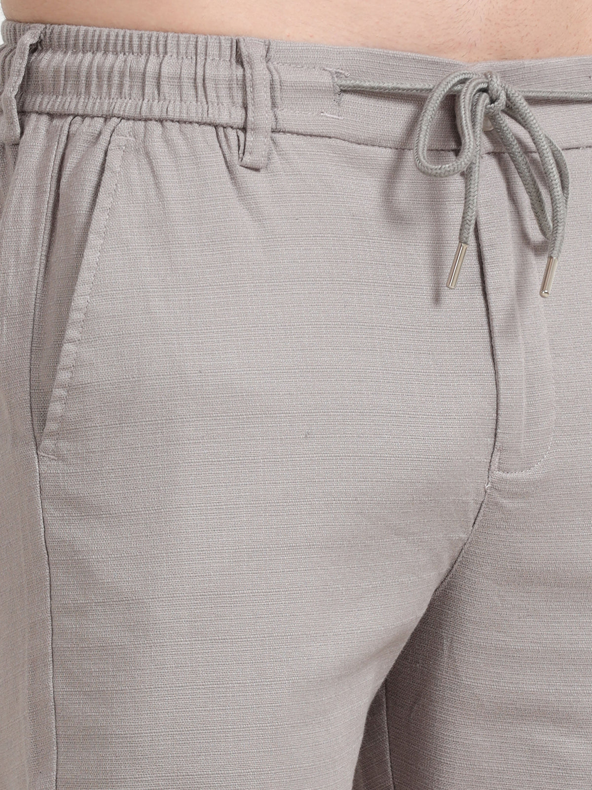 Men Fancy Linen Trouser-Lt Grey