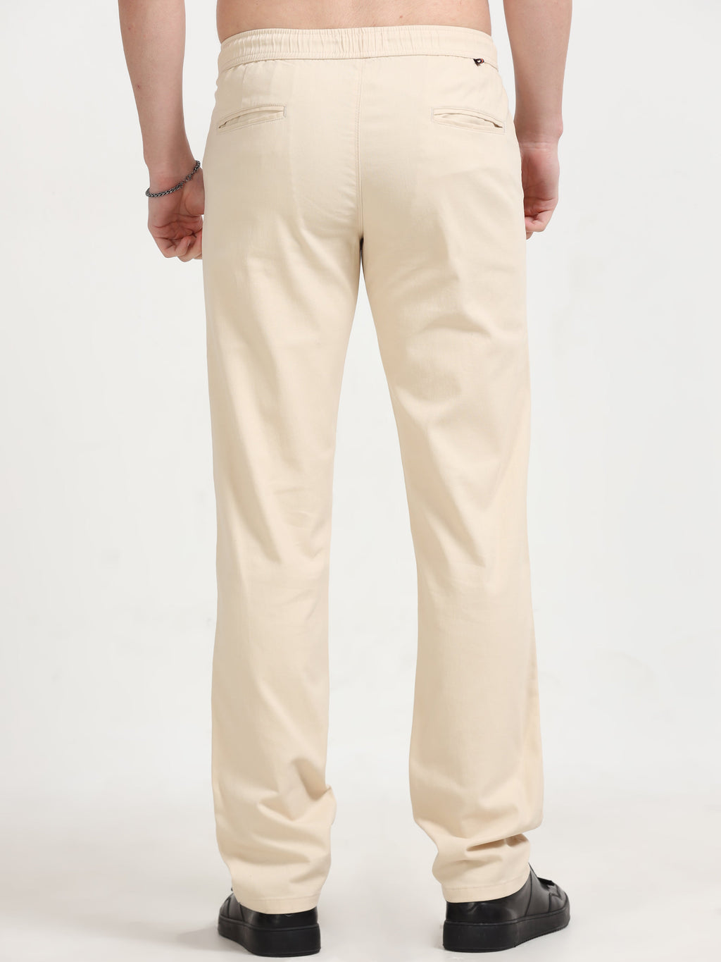 Men Lazy Linen Pleat Pant-Beige