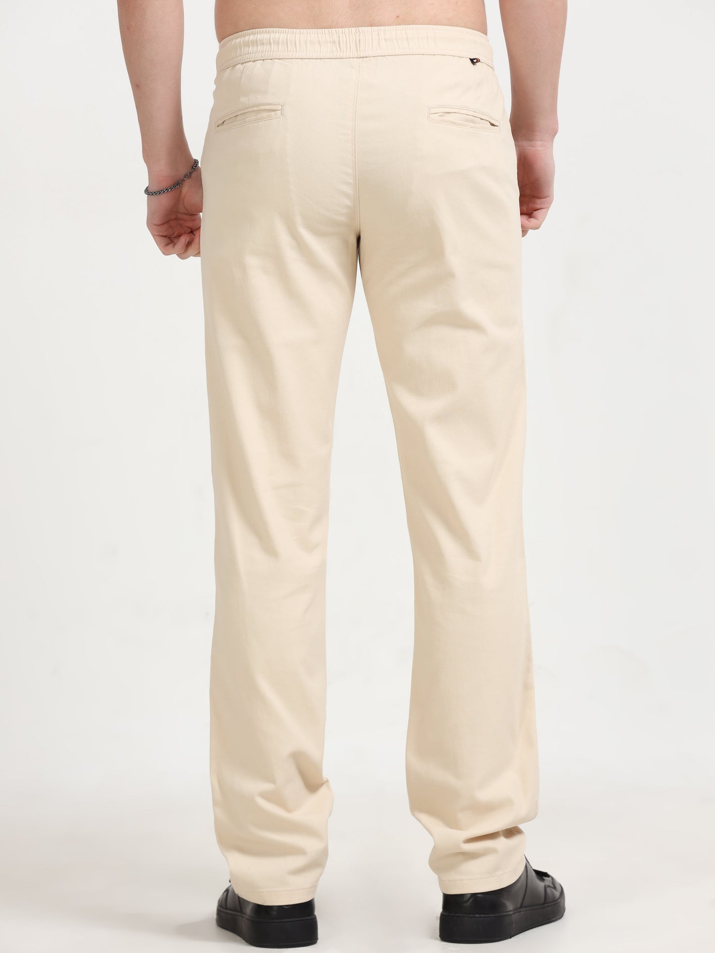 Men Lazy Linen Pleat Pant-Beige