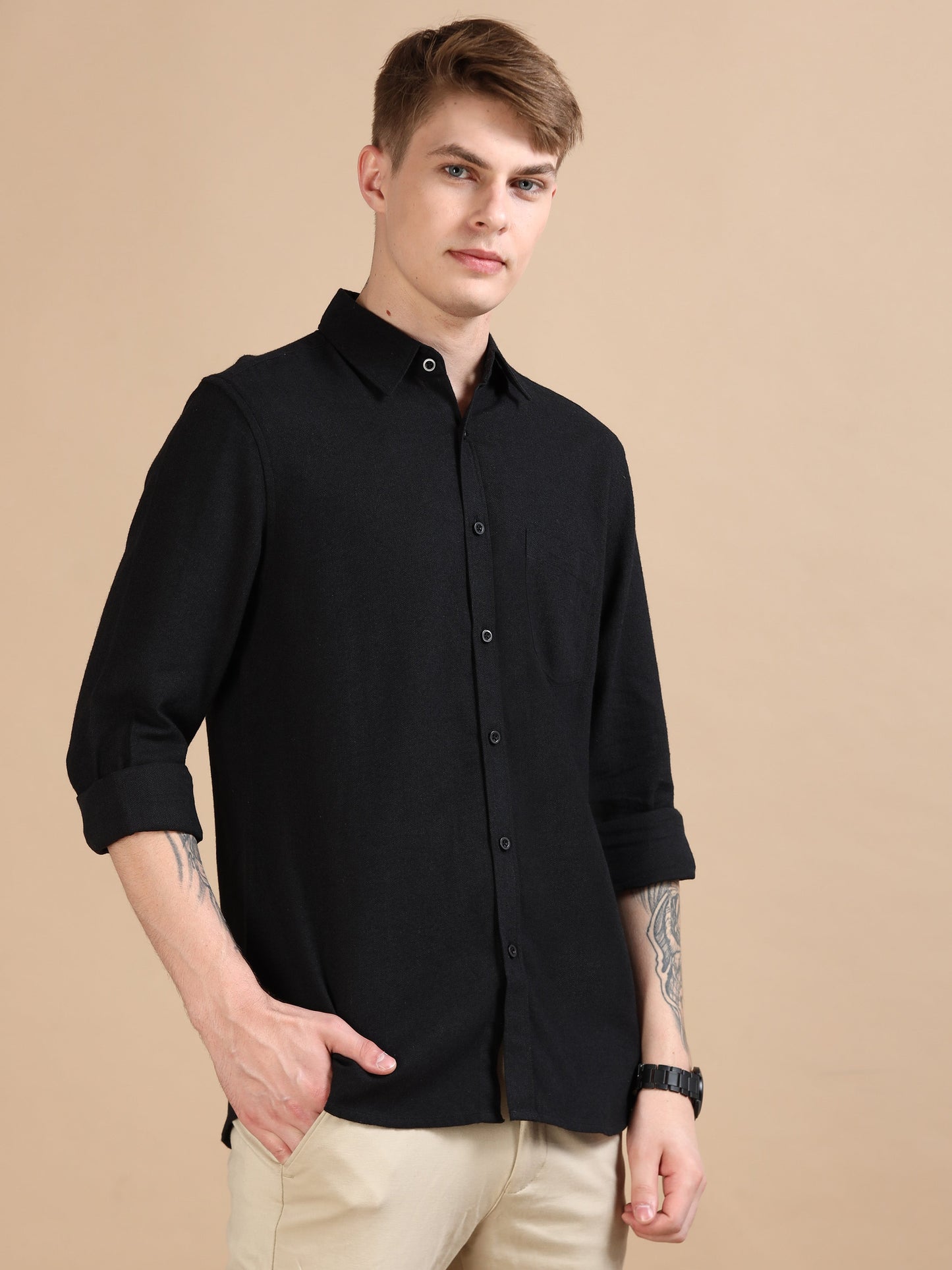 Men Classic Grey Black Shirt