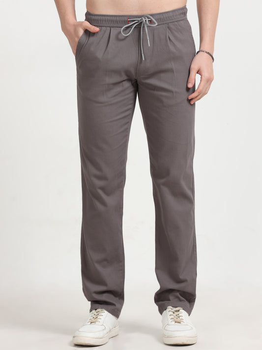 Men Lazy Linen Pleat Pant-Dk Grey
