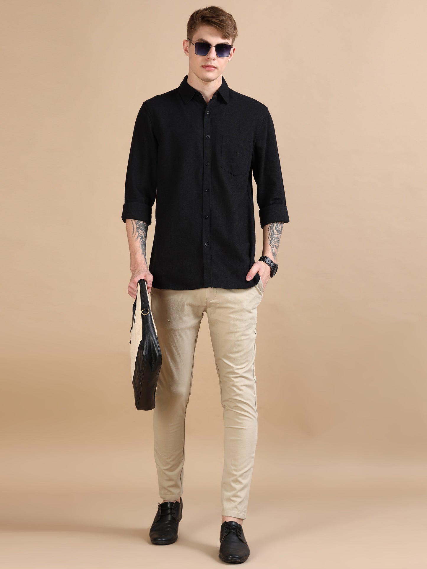 Men Classic Grey Black Shirt