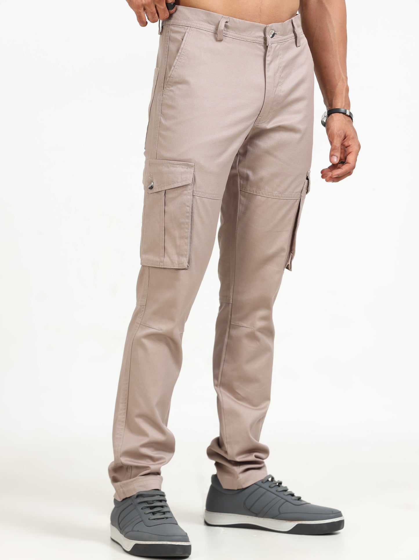 Men Popcorn Dobby Cargo-Khakhi