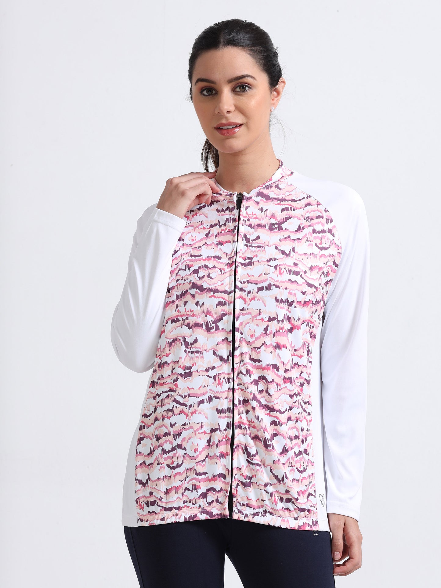 Mauve Abstract Women Cycling Tee