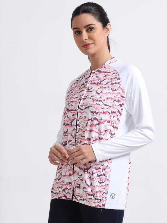 Mauve Abstract Women Cycling Tee